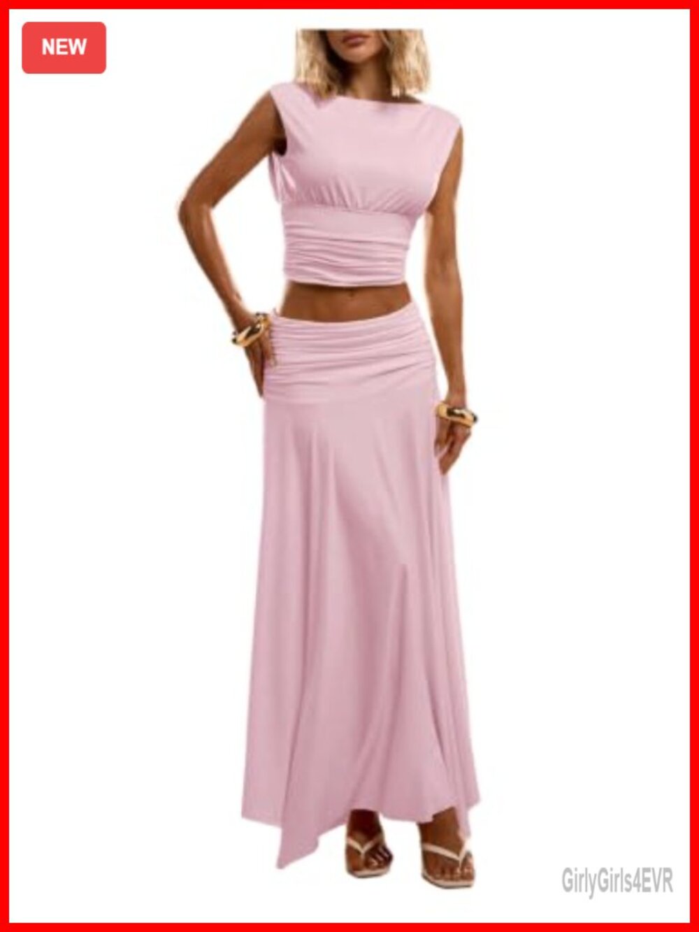 Women's 2 Piece Skirt Set Cinched Waist Crop Top & Maxi Skirt